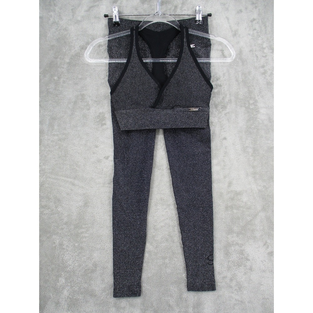 Bombshell Sportswear Leggings Set Womens S/XS Shimmer Seamless Athletic Black